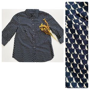 Navy Patterned Women's Top